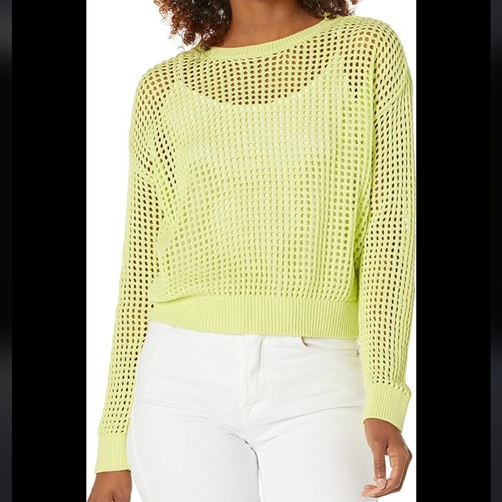 Calvin Klein Women's Open Stitches Long Sleeve Crew Neck Tank Top